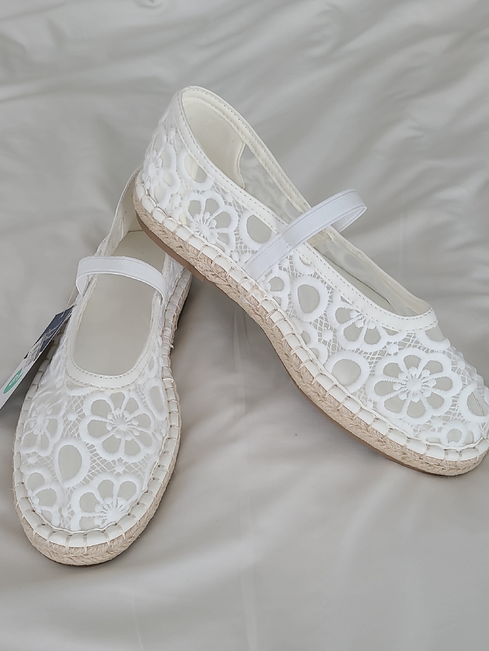 Universal Thread White Lace Espadrille Mary Jane Shoes Sz 8.5 (9?)